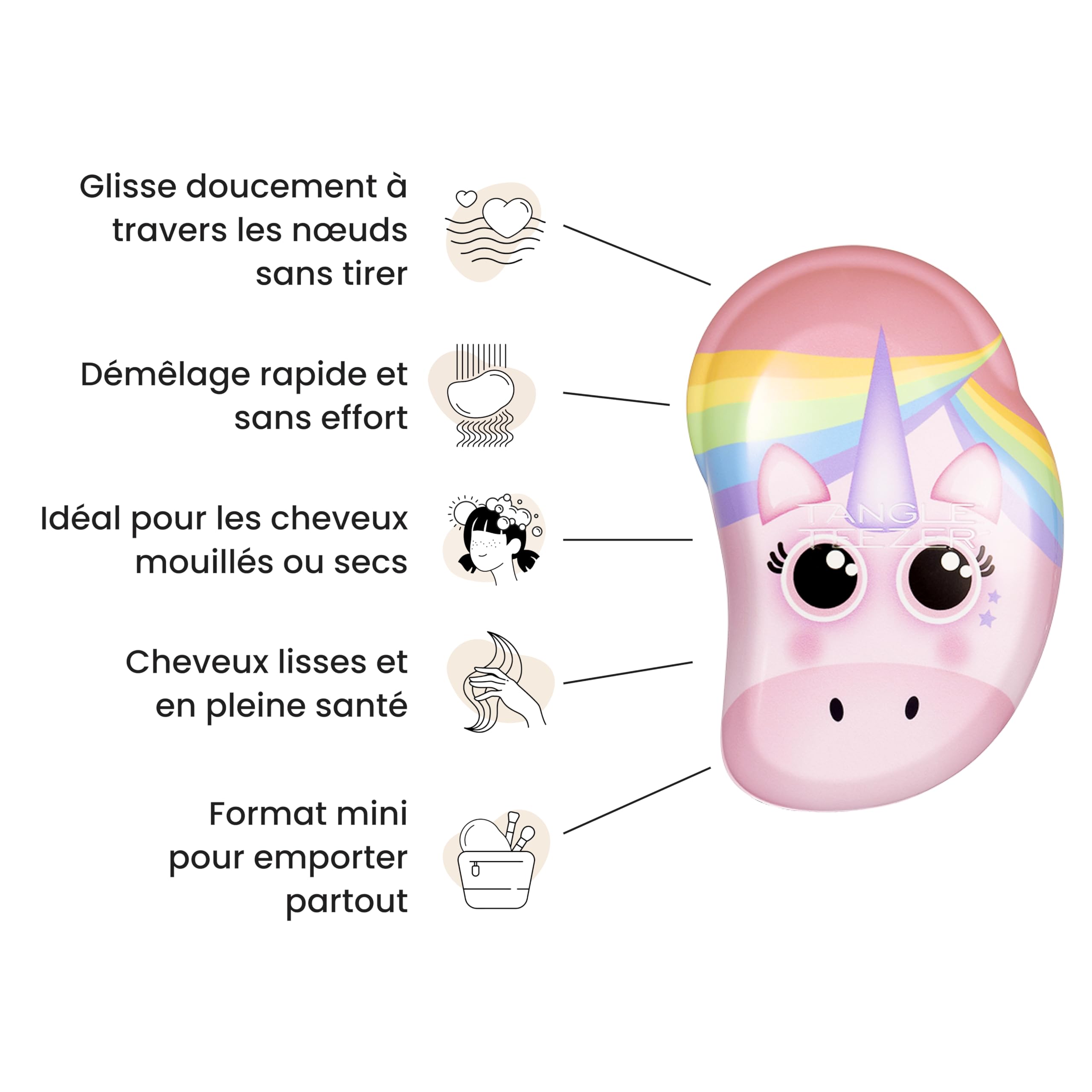 tangle-teezer-mini-original-licorne-arc-en-ciel-petite-brosse-d-m-lante-enfant-e image 5