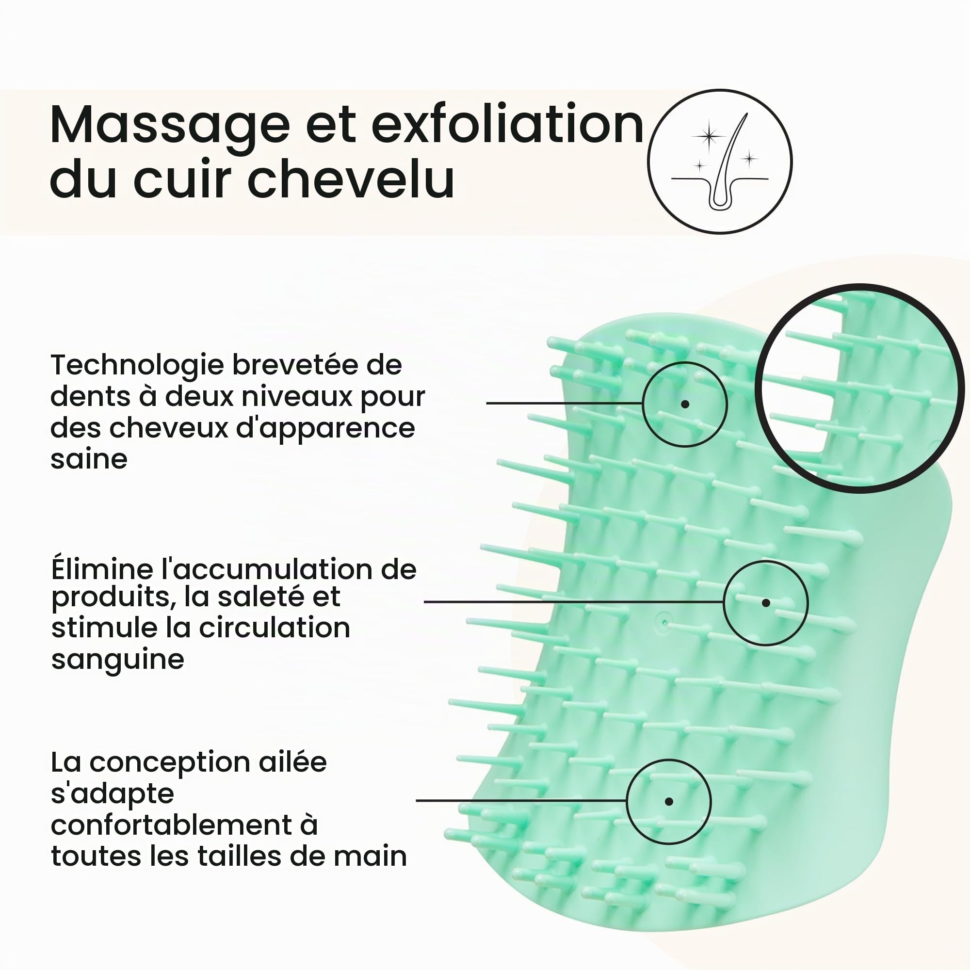 tangle-teezer-scalp-exfoliator-massager-green-brosse-exfoliante-et-masseur-de-cu image 2