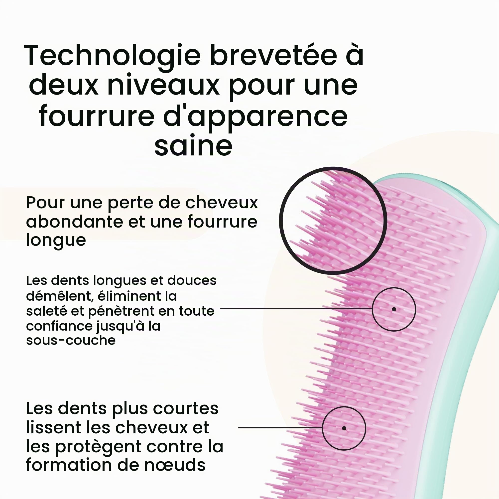 tangle-teezer-pet-teezer-menthe-et-rose-brosse-de-toilettage-chien-double-pelage image 2