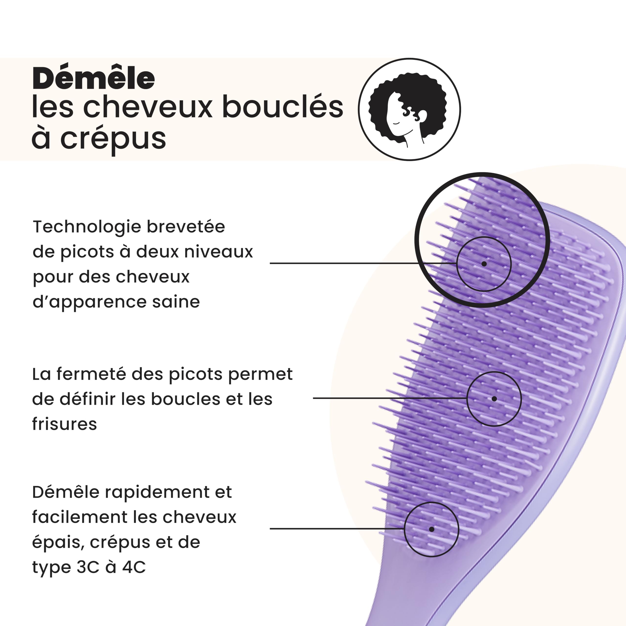 tangle-teezer-ultimate-detangler-naturally-curly-violet-passion-brosse-d-m-lante image 2